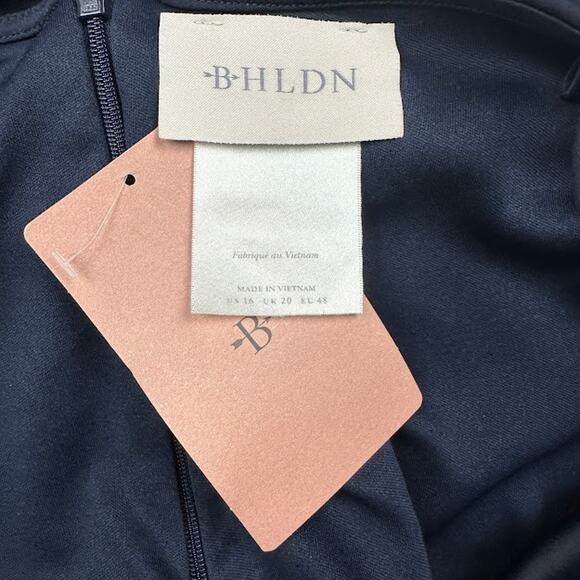 BHLDN Dress Womens 16 Navy Cali Satin Cowl Neck Midi Slip Cocktail Wedding - Picture 8 of 16